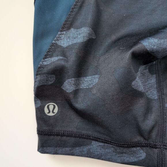 Lululemon Clip-In Camo Oil Slick Blue Biker Shorts Cycling Size 6 - Excellent - Picture 7 of 9